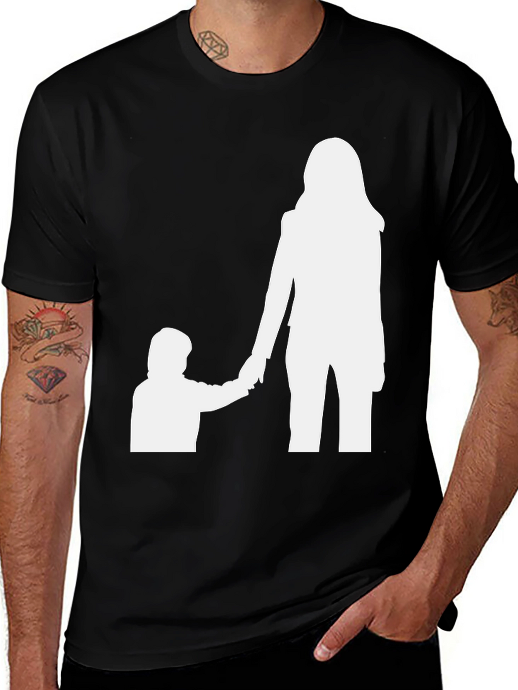 Mother and Child Graphic Tee - Black