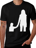 Mother and Child Graphic Tee - Black