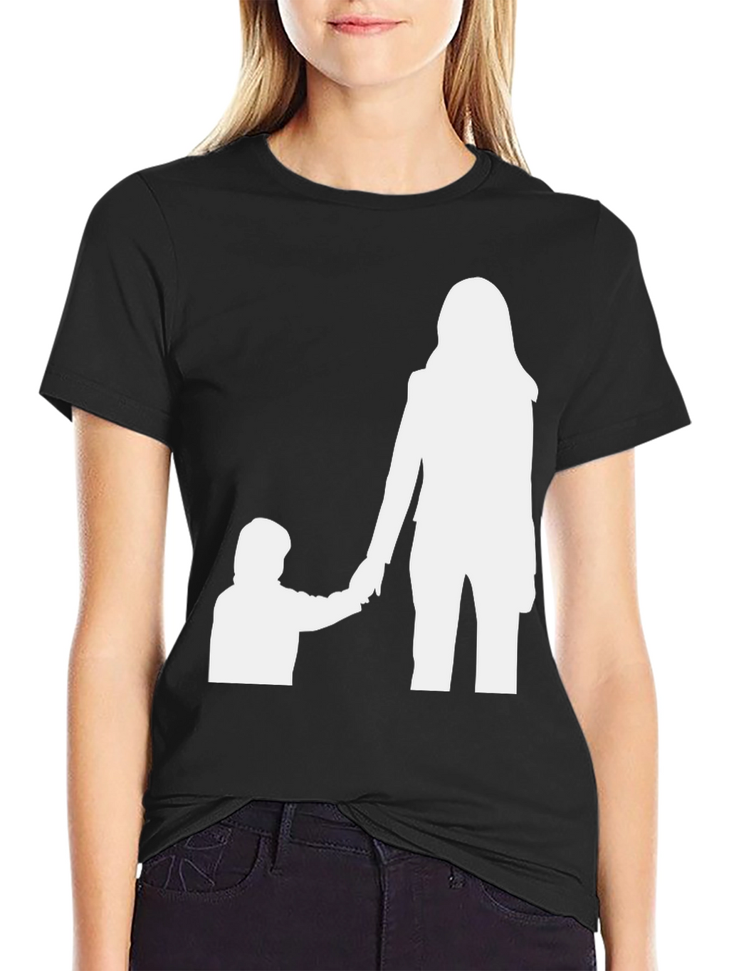 Mother and Child Graphic Tee - Black