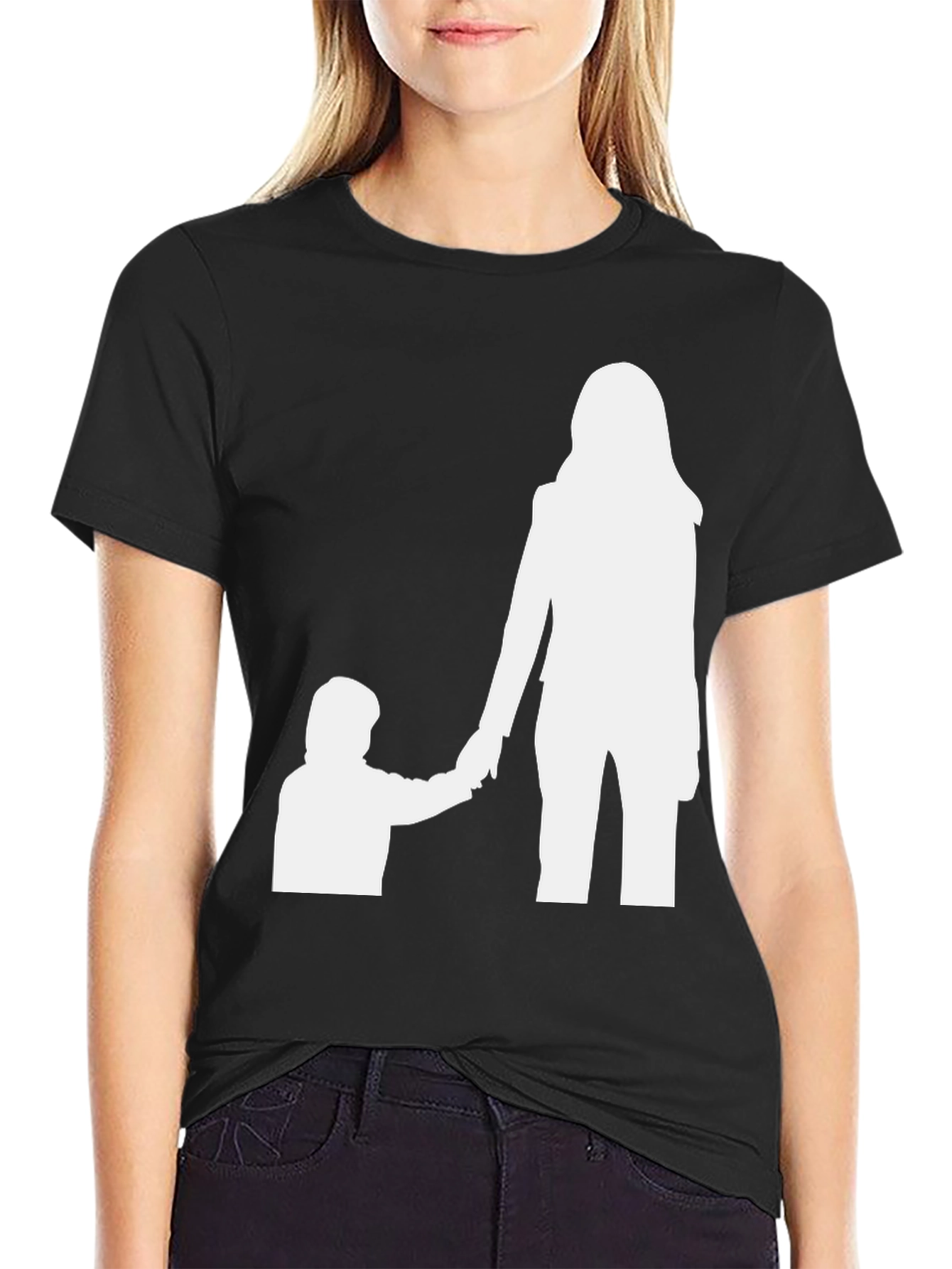 Mother and Child Graphic Tee - Black