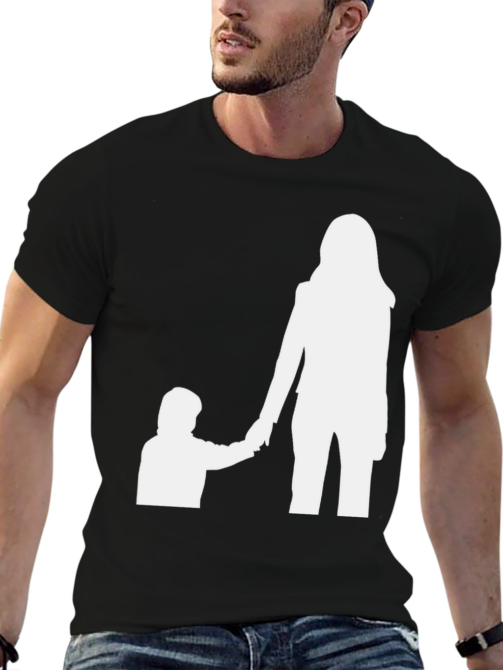 Mother and Child Graphic Tee - Black