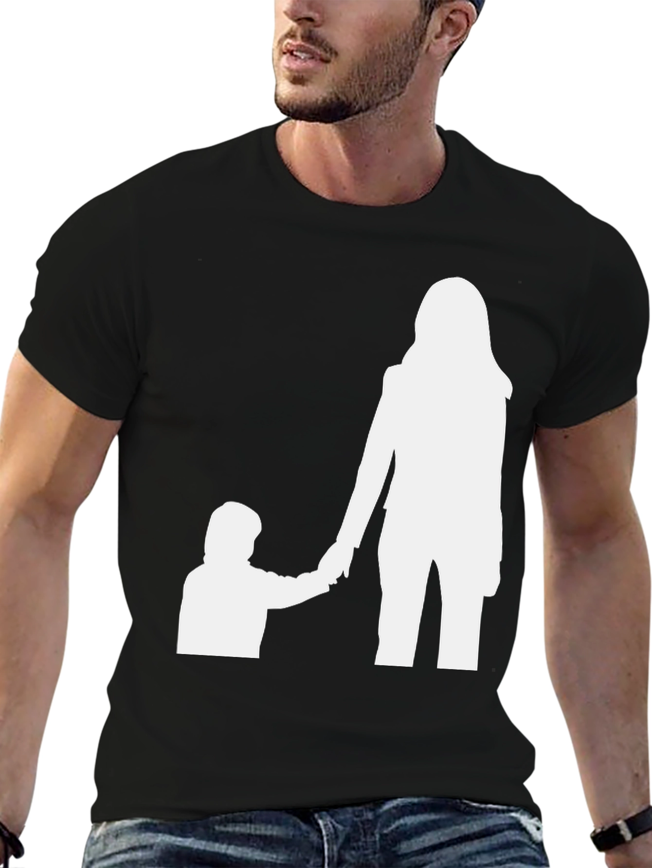 Mother and Child Graphic Tee - Black