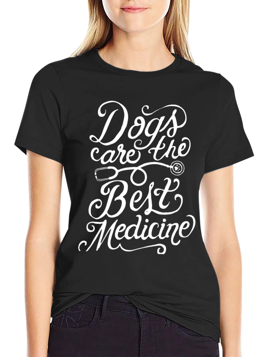 Dogs Are The Best Medicine Black T-Shirt