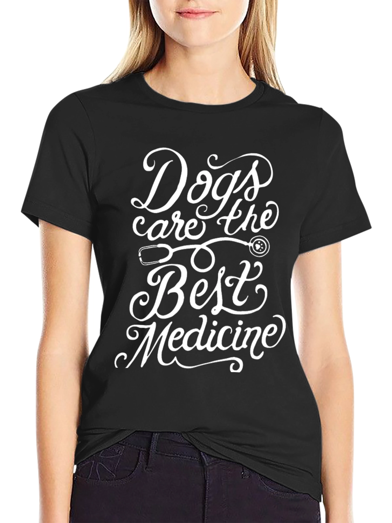 Dogs Are The Best Medicine Black T-Shirt