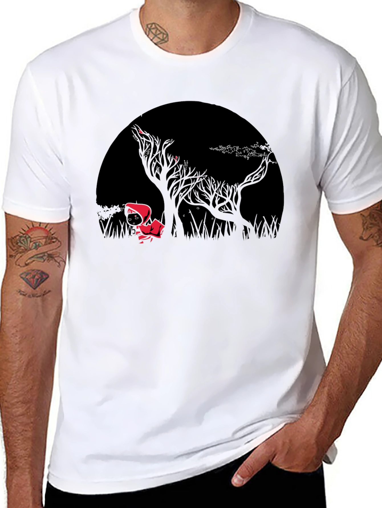 Red Riding Hood Graphic T-Shirt - Dark Forest Design