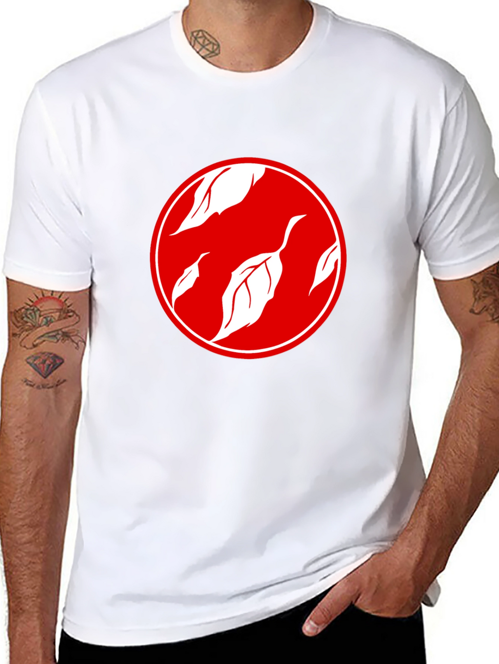 Stylish Black T-Shirt with Leaf Design