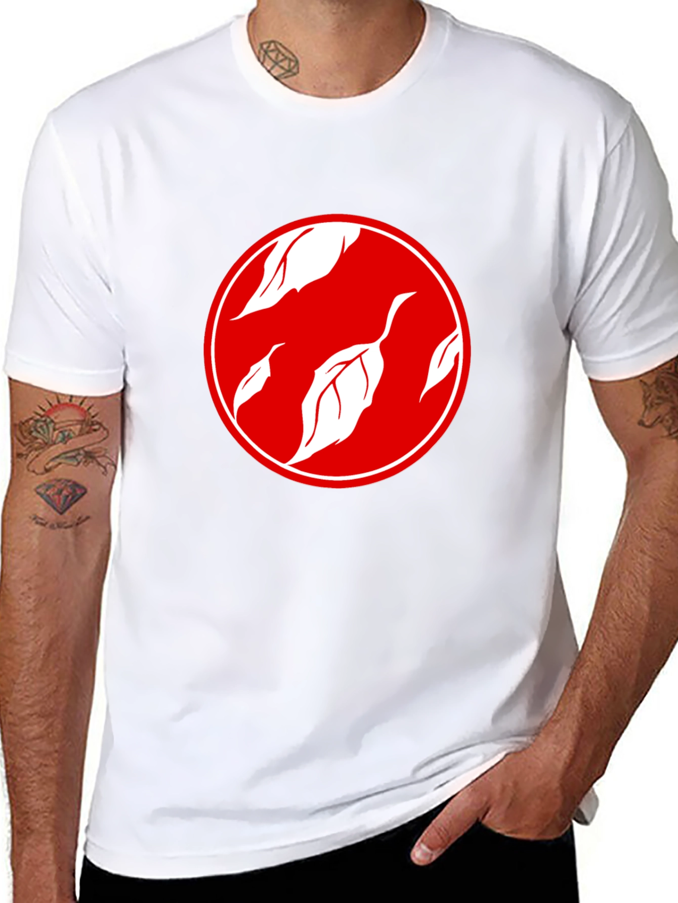 Stylish Black T-Shirt with Leaf Design