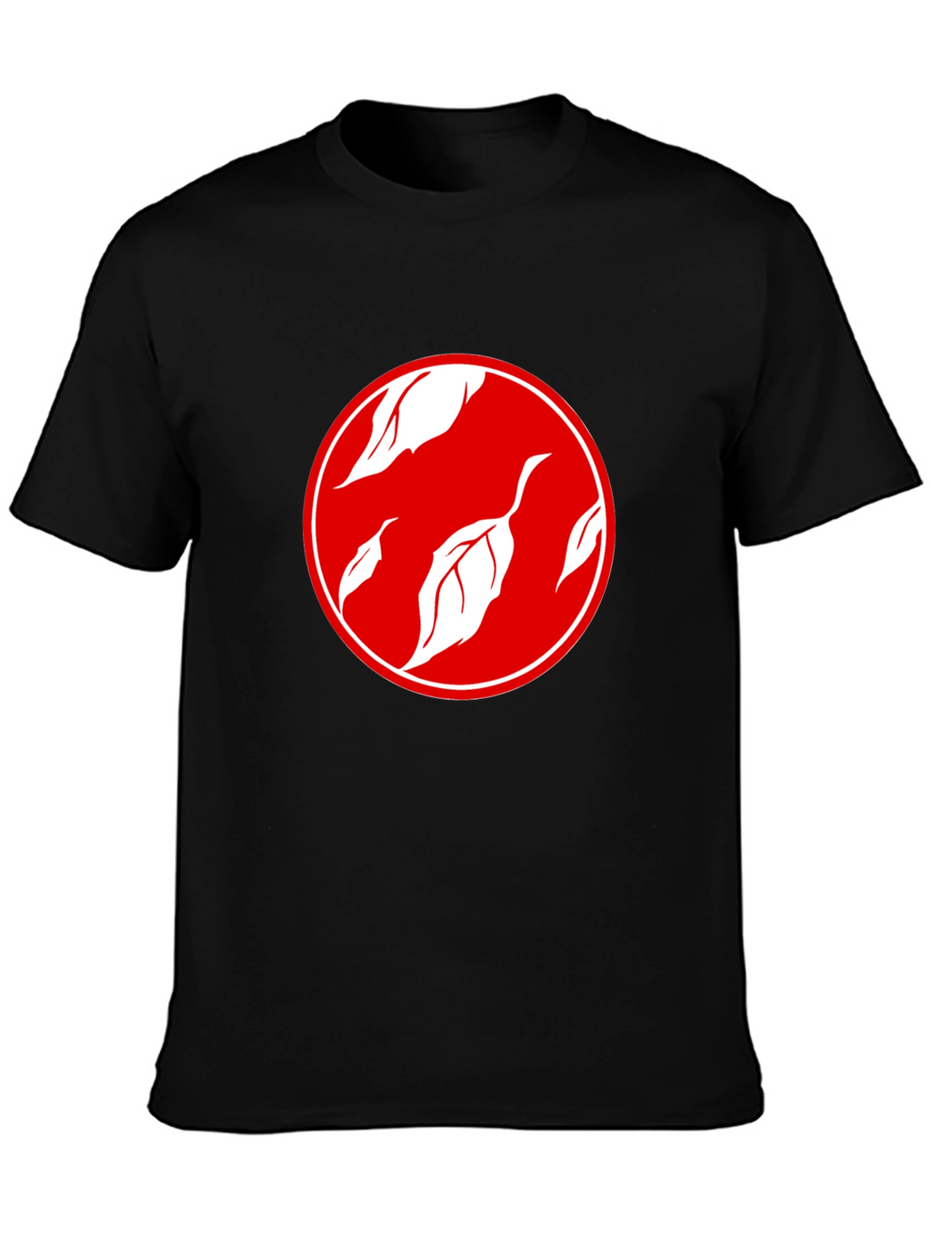 Stylish Black T-Shirt with Leaf Design