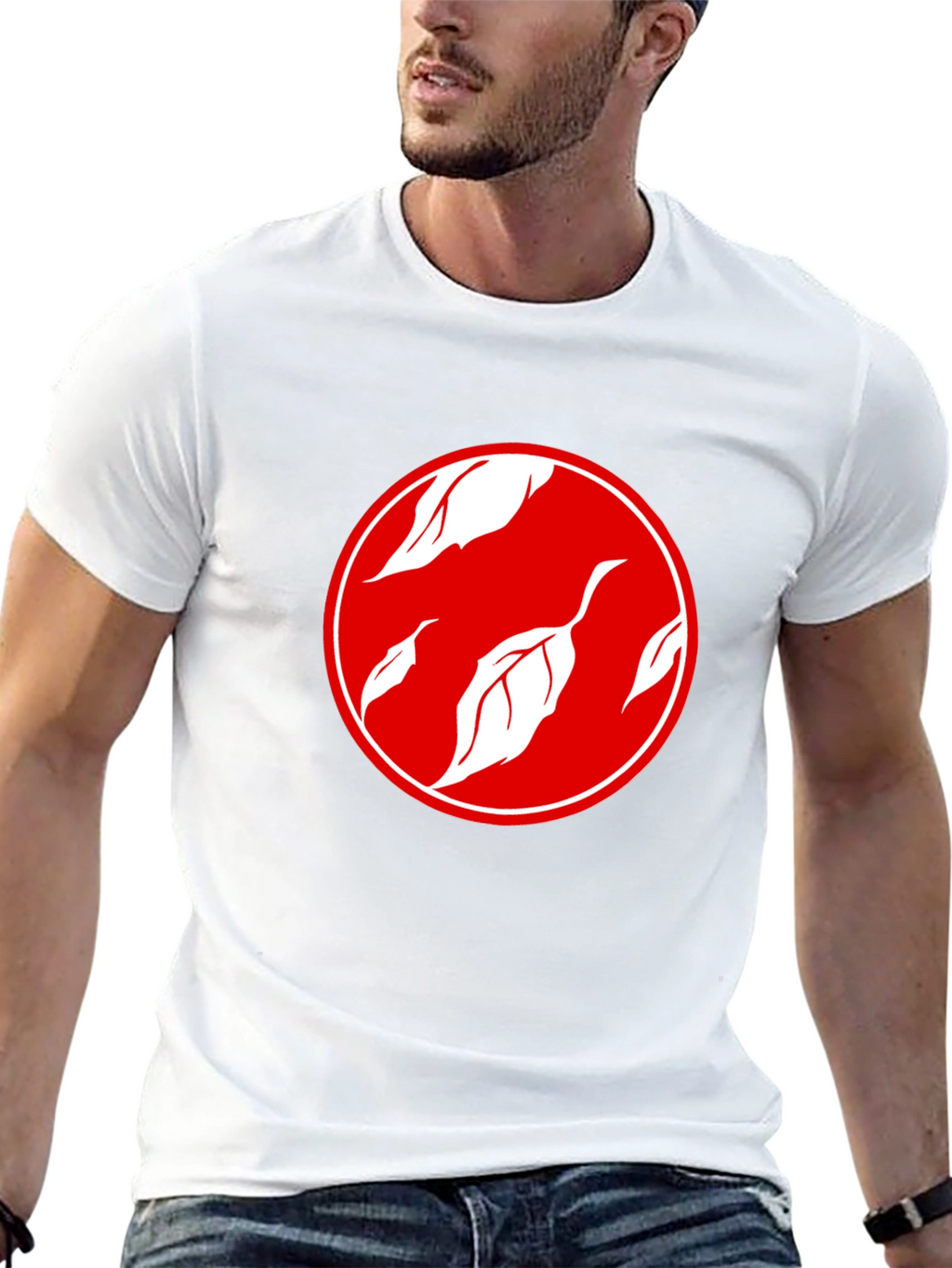 Stylish Black T-Shirt with Leaf Design