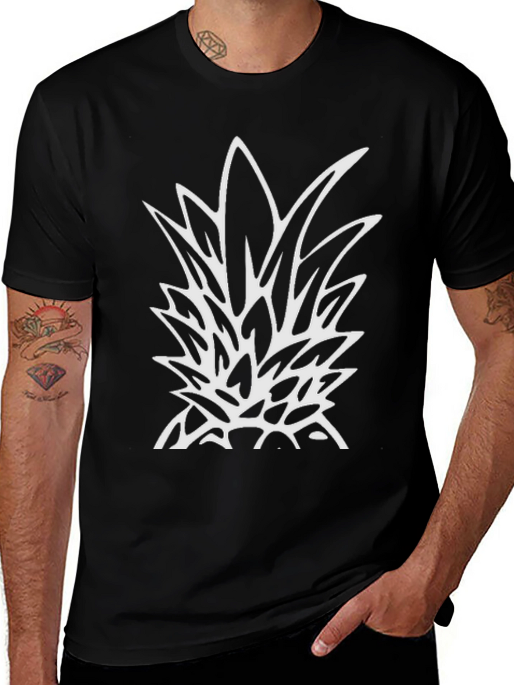 Black Pineapple Graphic Tee - Tropical Style