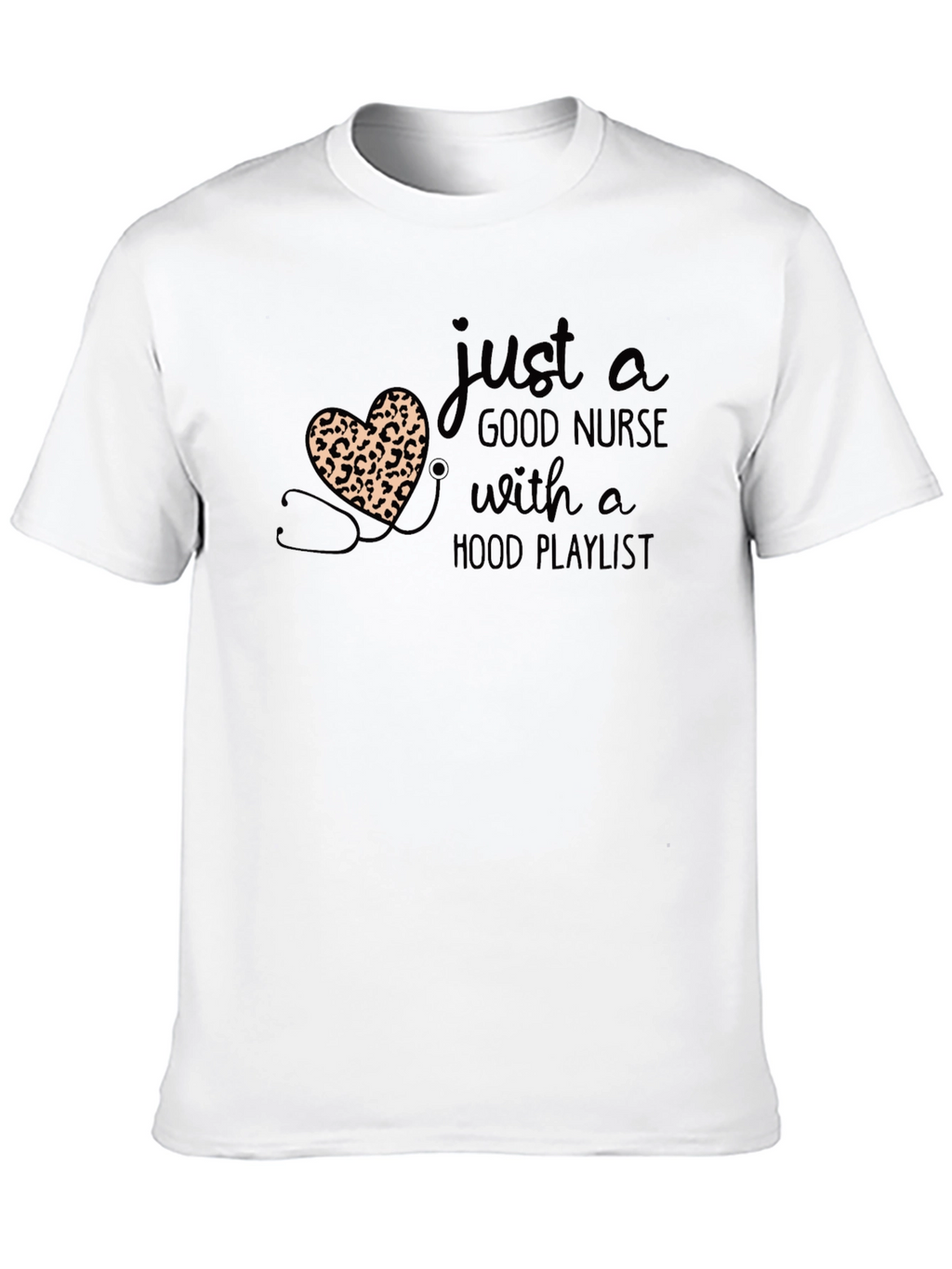 Nurse Leopard Heart Graphic T-Shirt