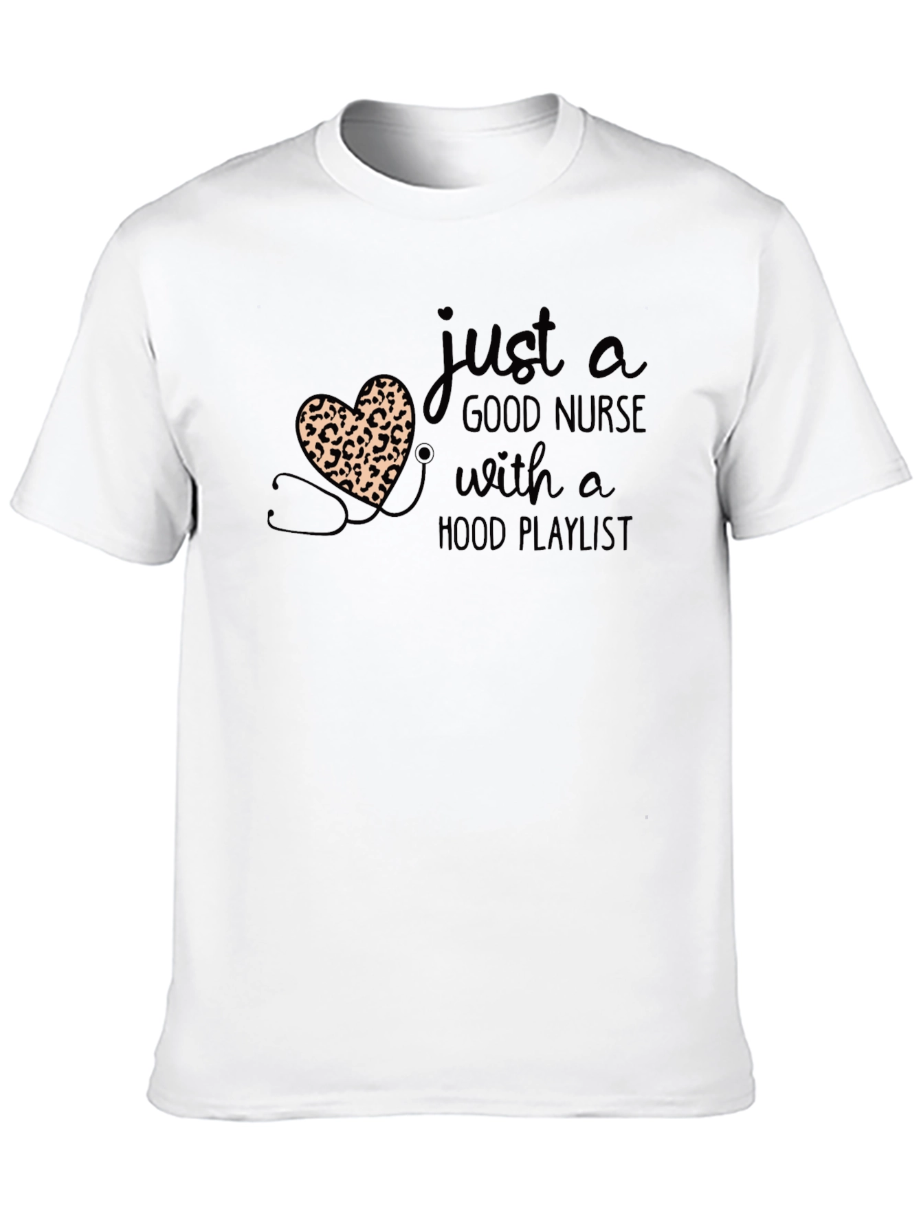 Nurse Leopard Heart Graphic T-Shirt
