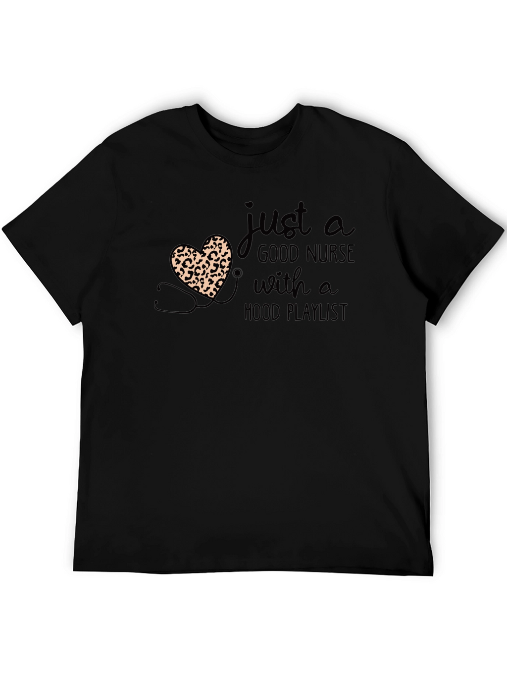 Nurse Leopard Heart Graphic T-Shirt