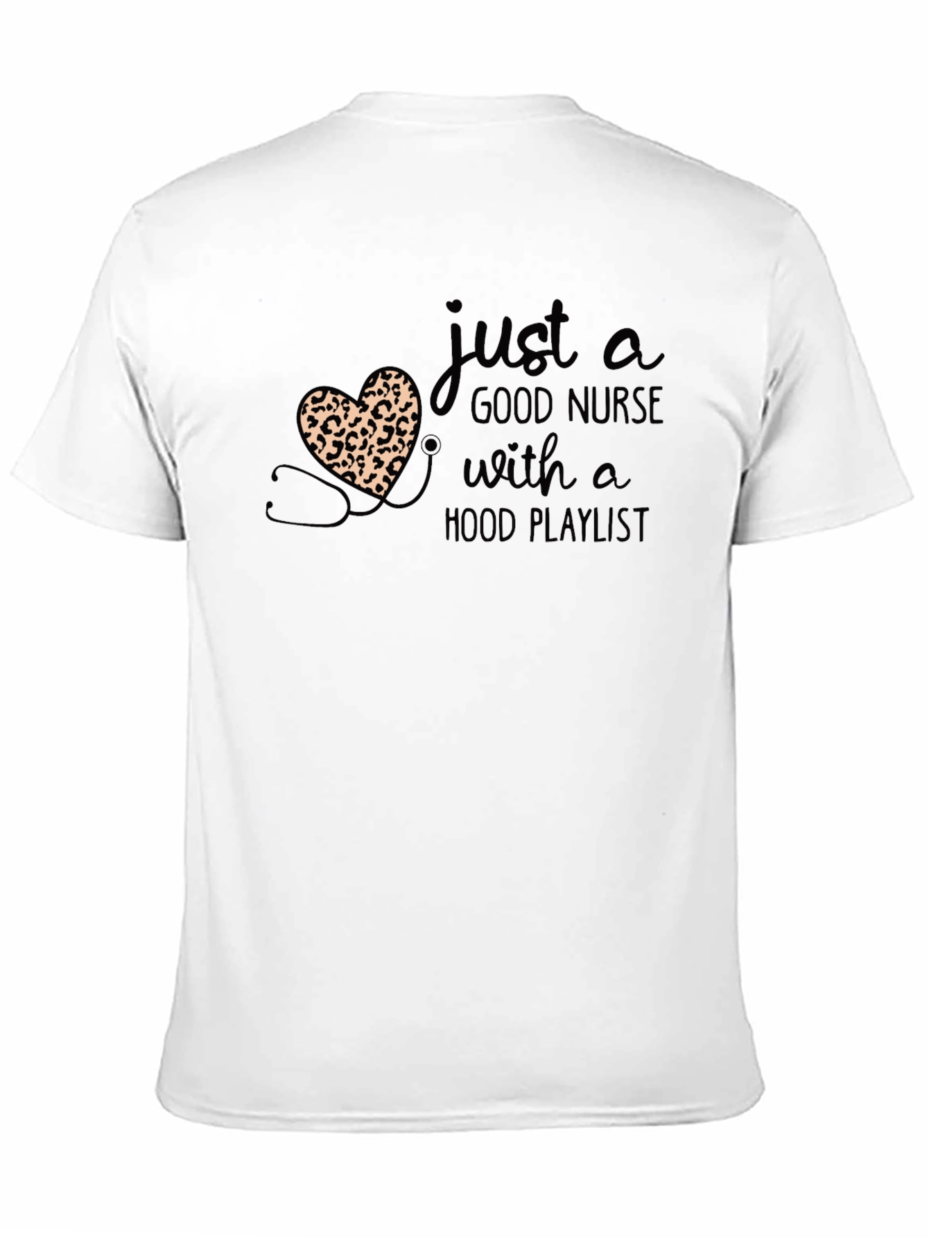 Nurse Leopard Heart Graphic T-Shirt