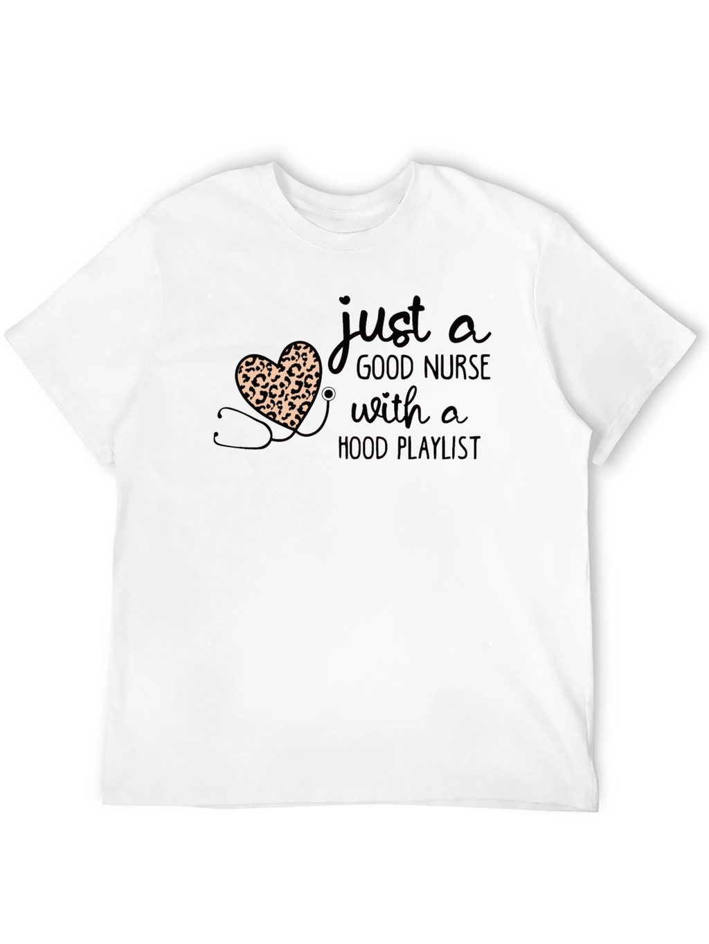 Nurse Leopard Heart Graphic T-Shirt