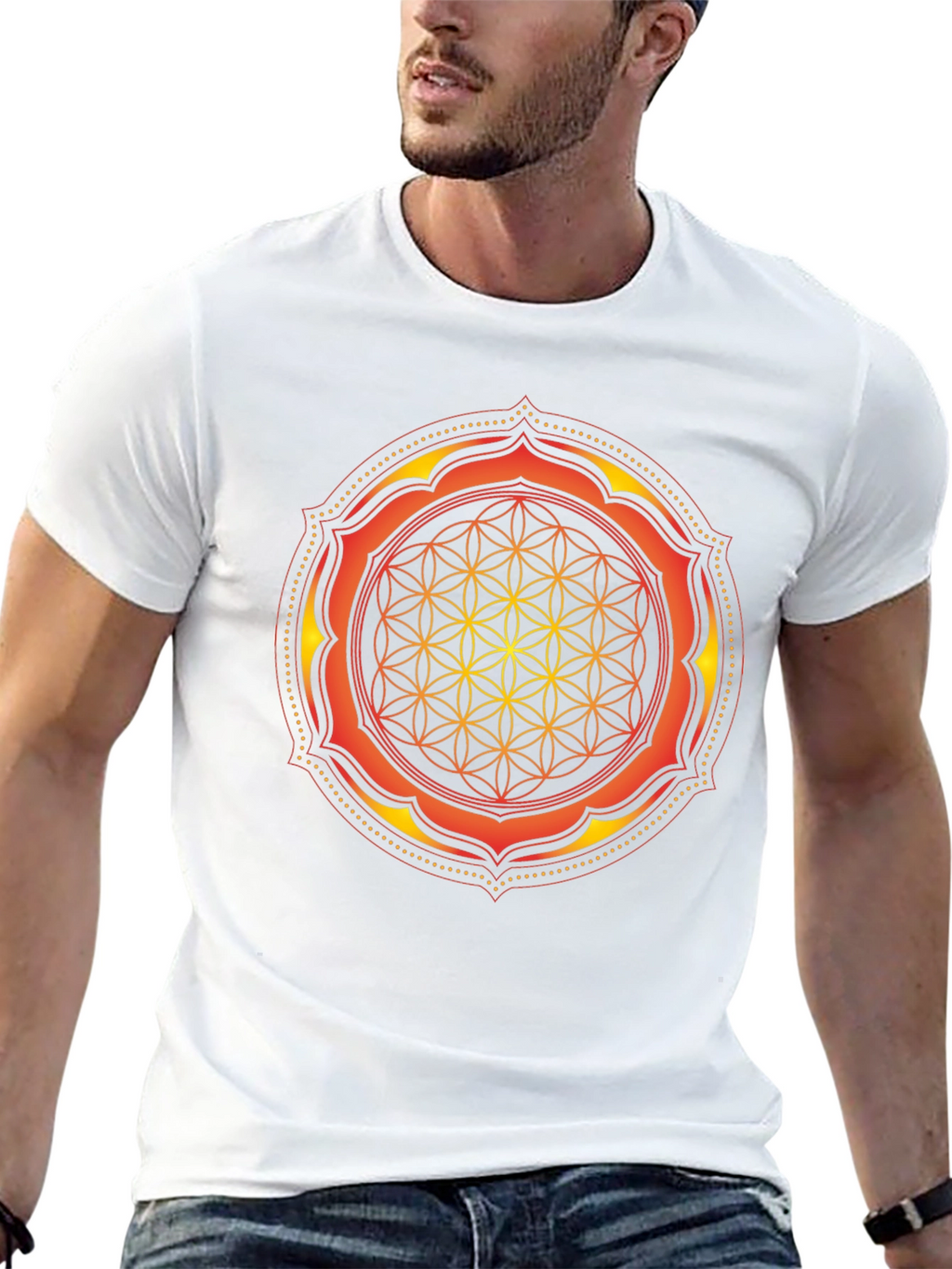 Sacred Geometry Mandala Graphic Tee - Black