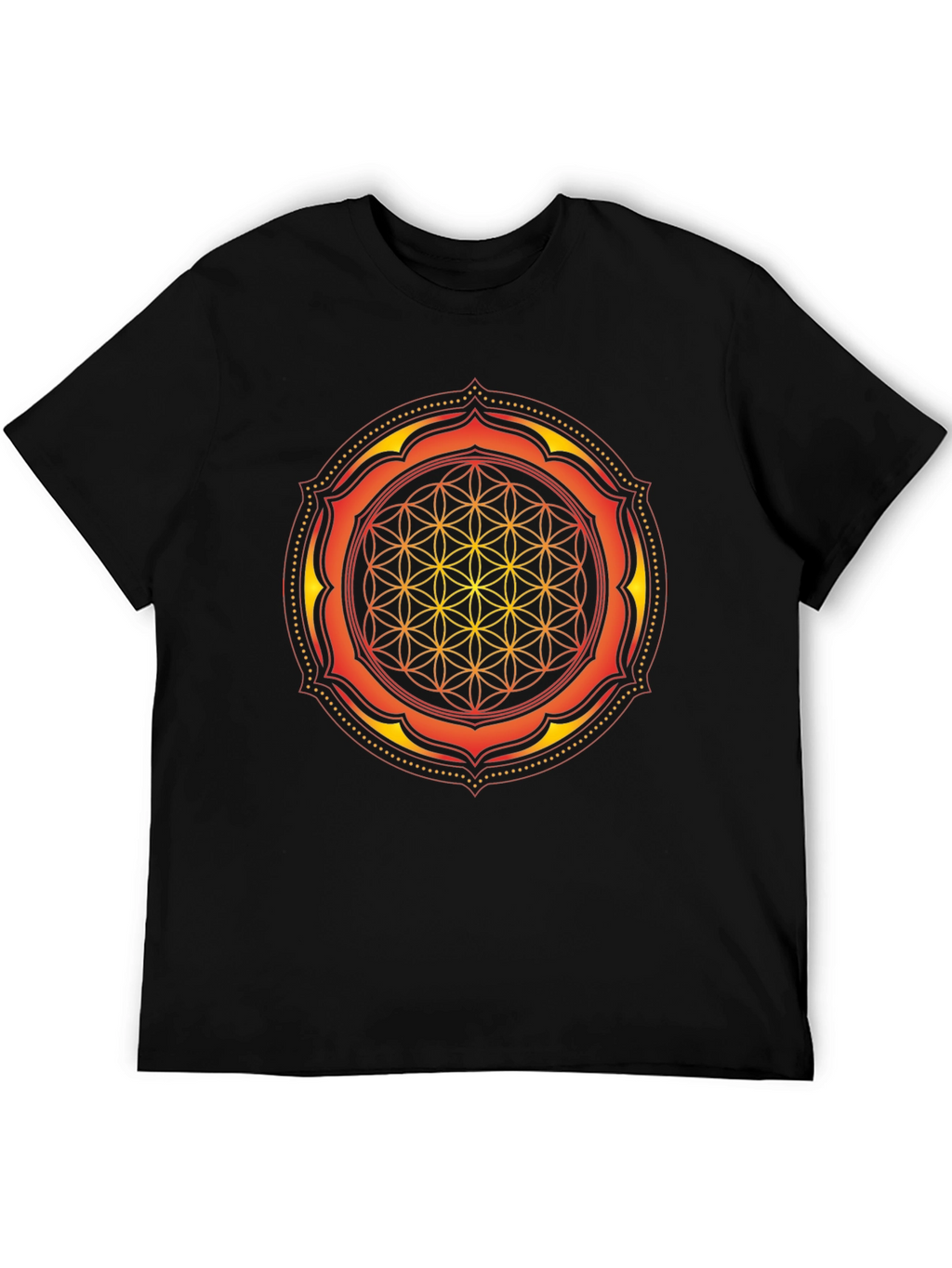 Sacred Geometry Mandala Graphic Tee - Black