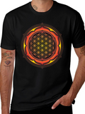 Sacred Geometry Mandala Graphic Tee - Black