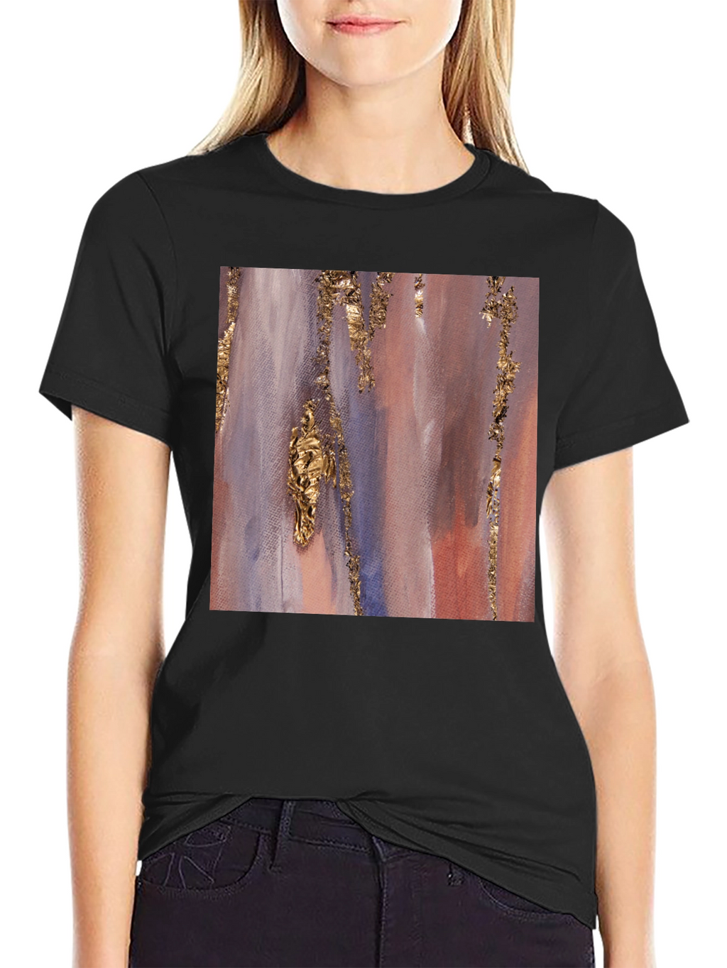 Abstract Gold Accent Black Tee