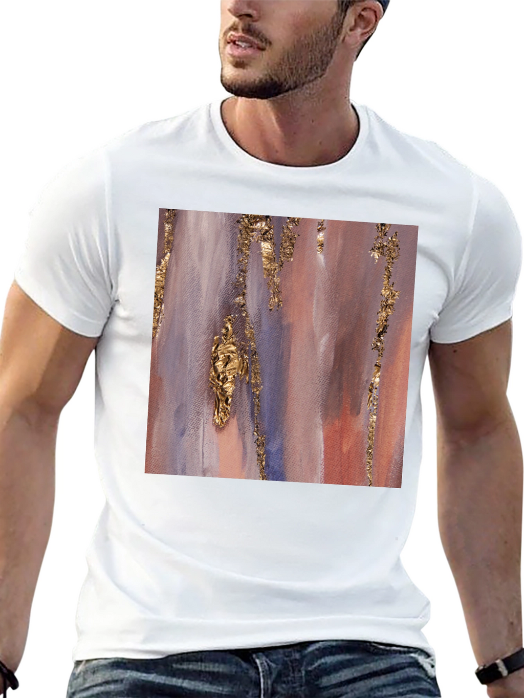 Abstract Gold Accent Black Tee