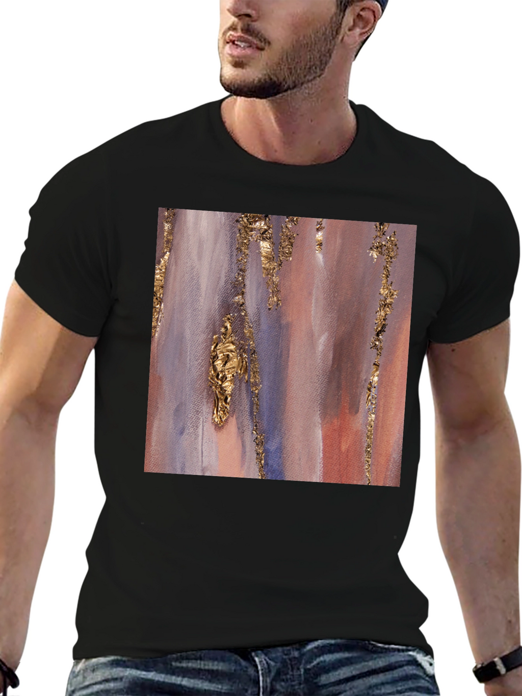 Abstract Gold Accent Black Tee