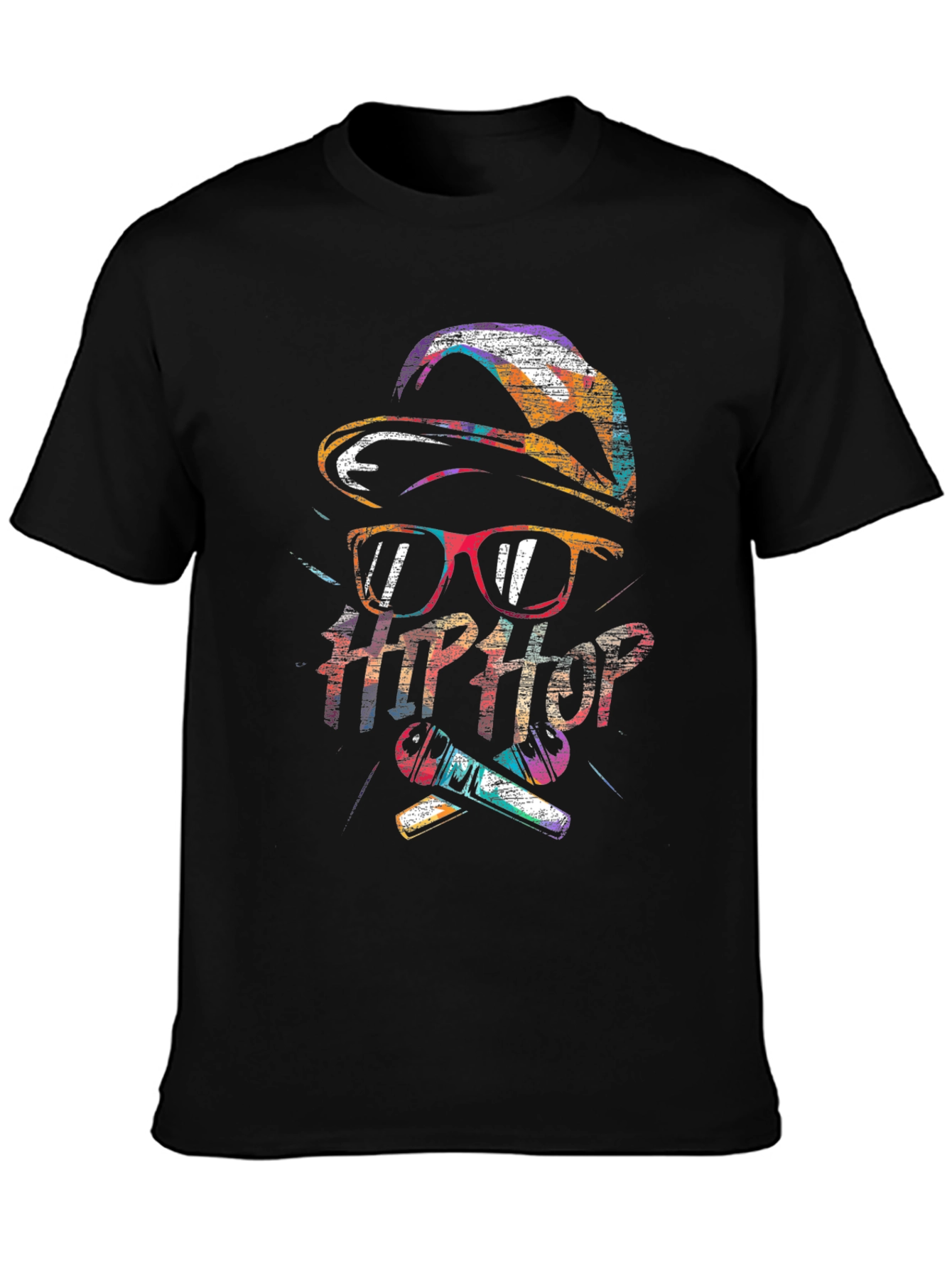 Hip Hop Graphic Print Mens Black T-Shirt