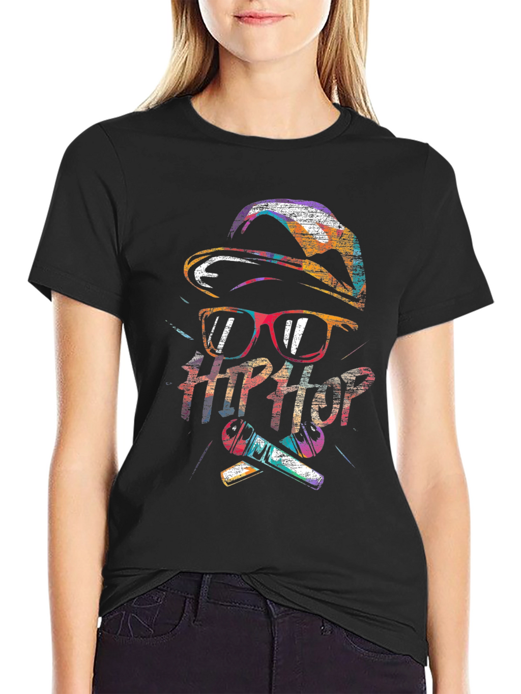 Hip Hop Graphic Print Mens Black T-Shirt