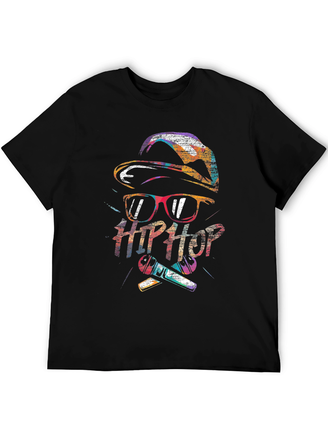 Hip Hop Graphic Print Mens Black T-Shirt