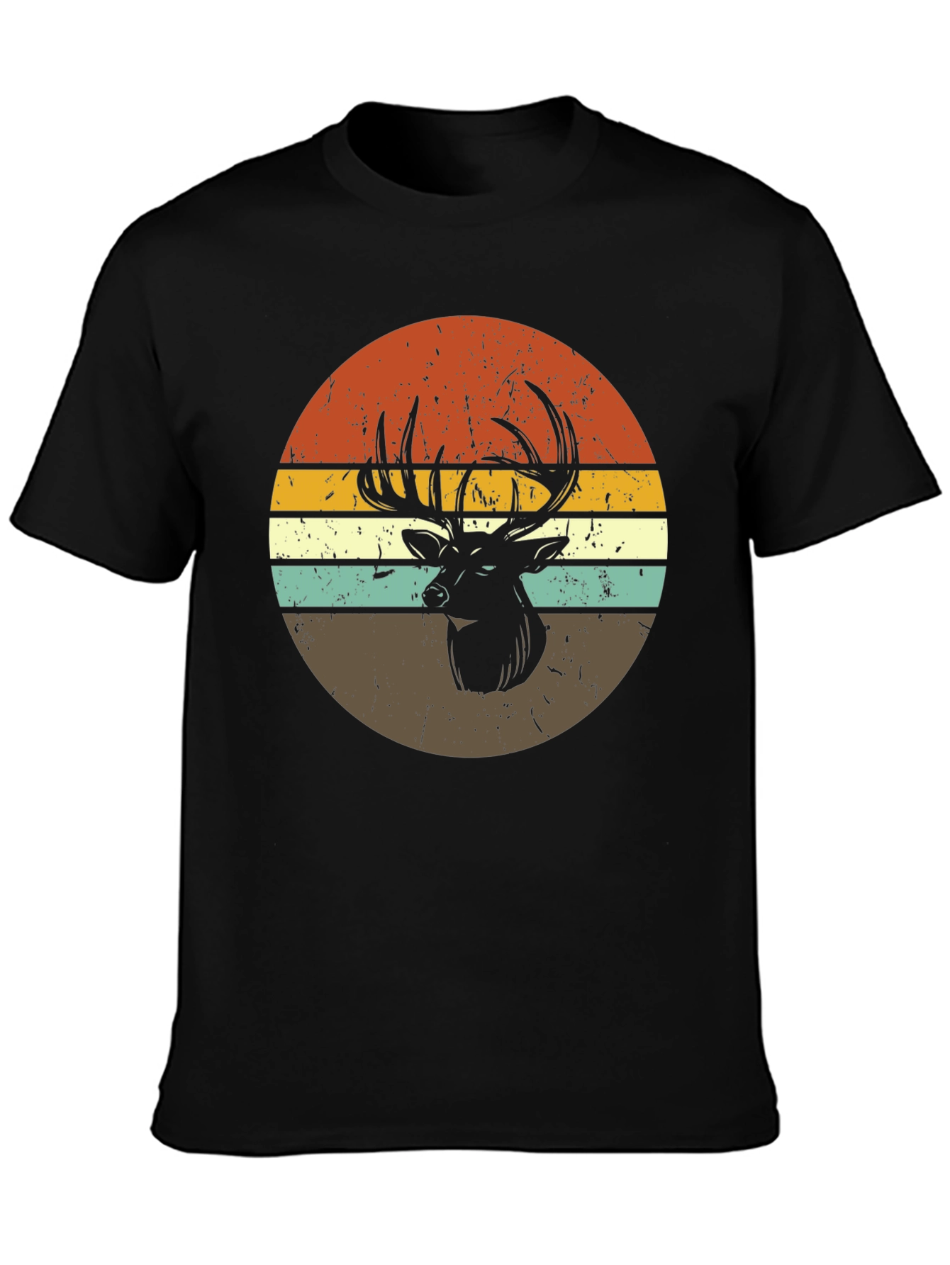 Retro Deer Graphic Tee - Black