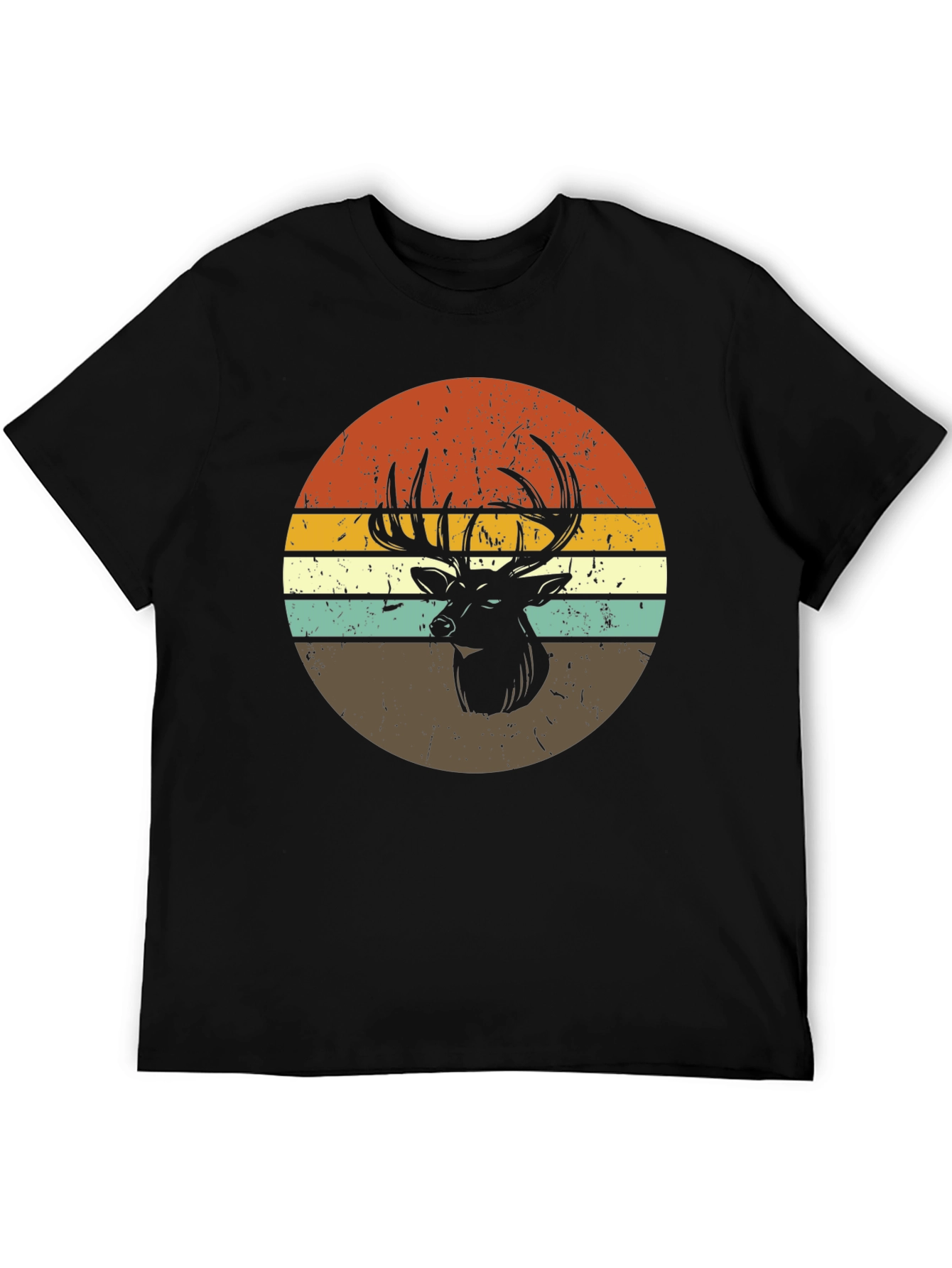 Retro Deer Graphic Tee - Black