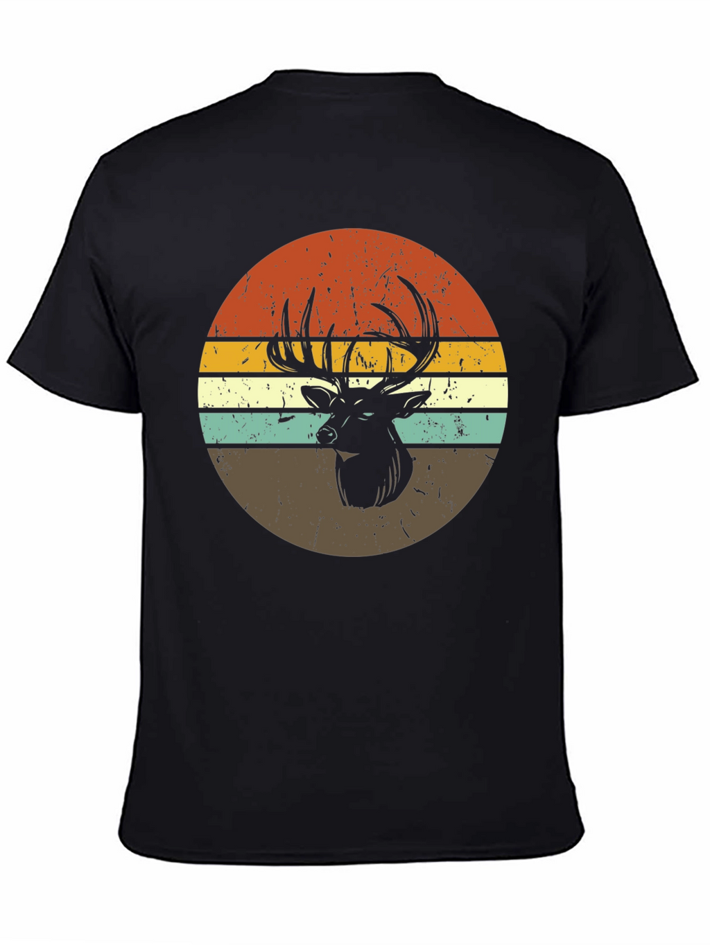 Retro Deer Graphic Tee - Black