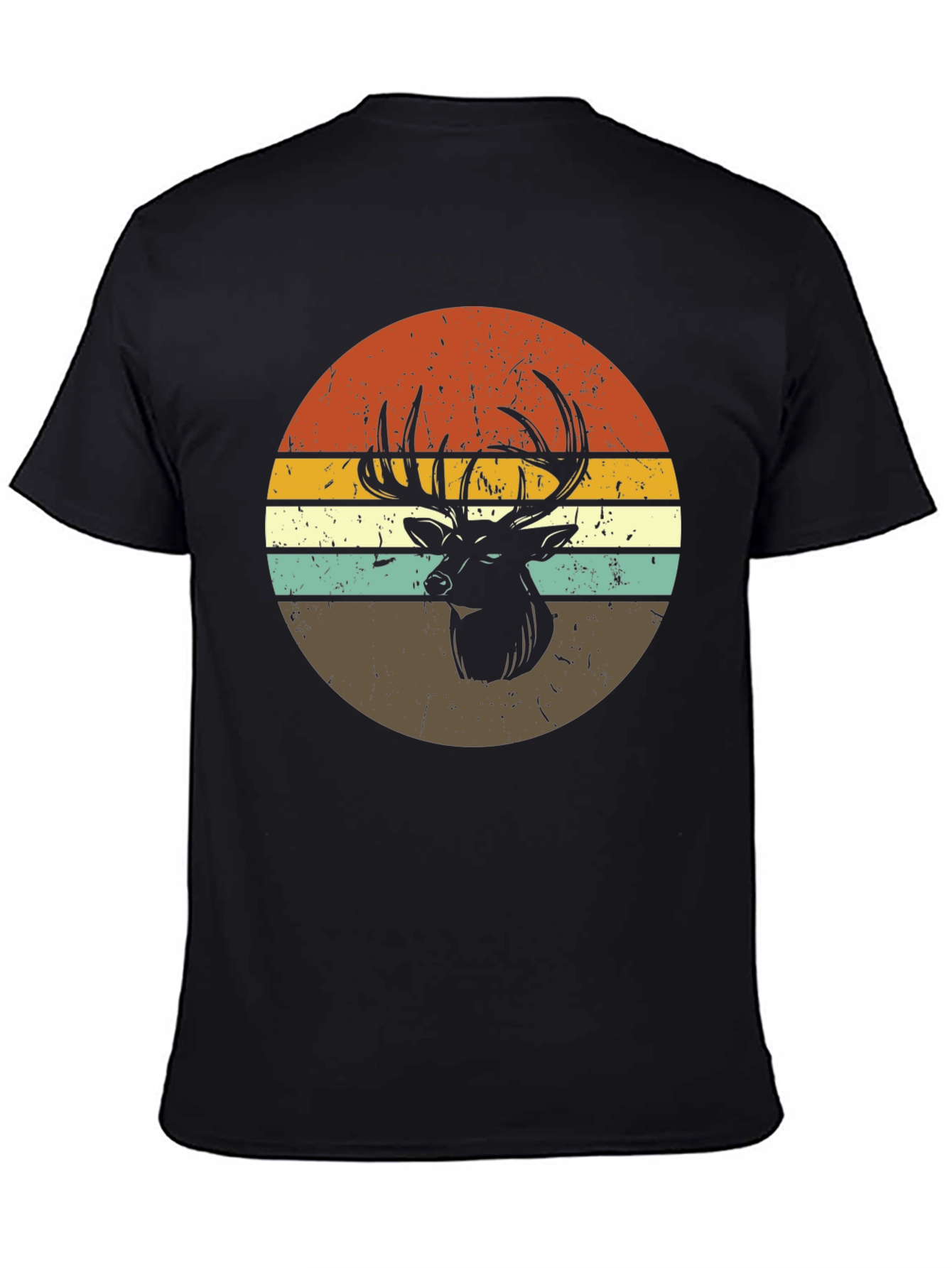 Retro Deer Graphic Tee - Black