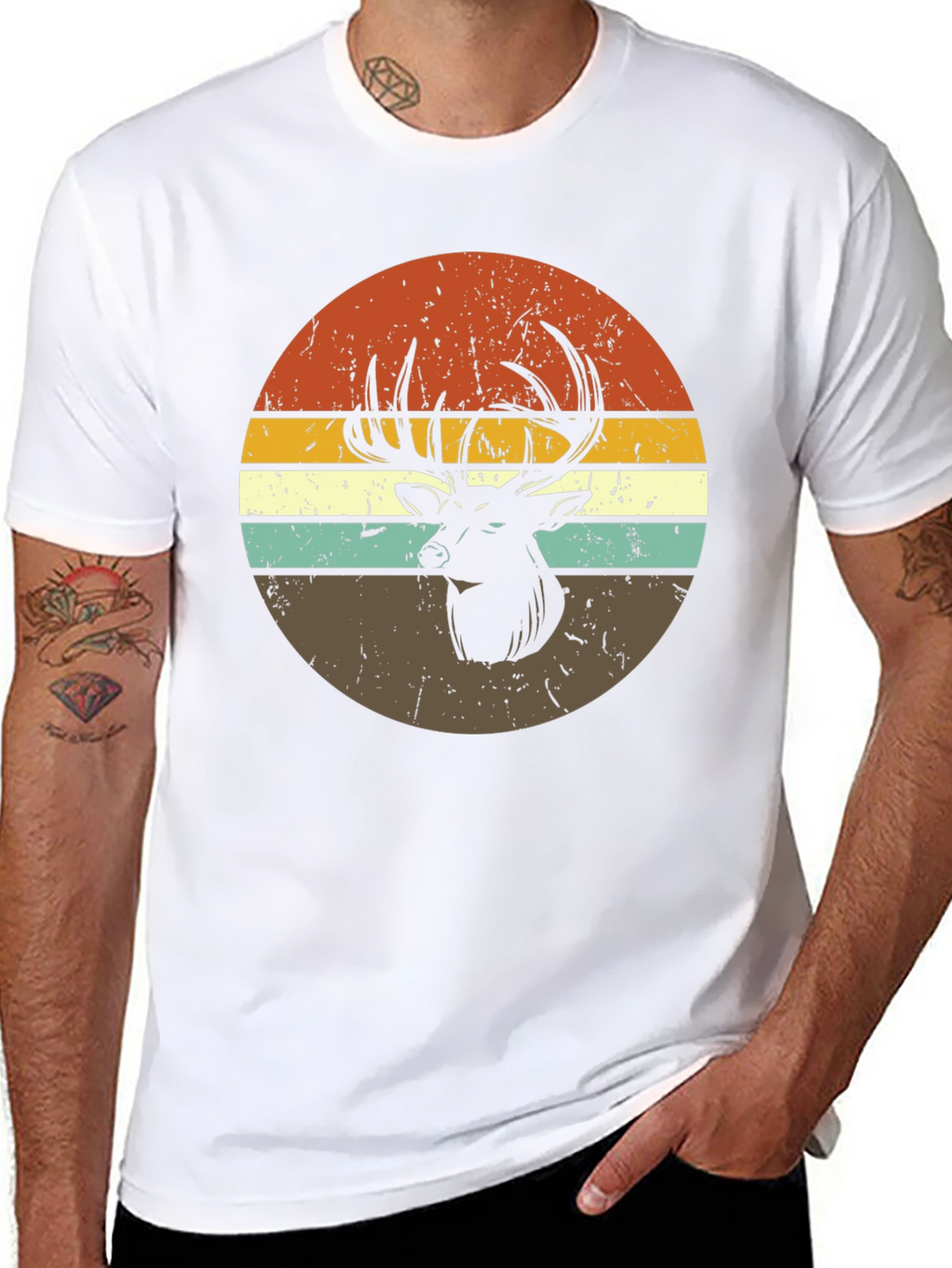Retro Deer Graphic Tee - Black
