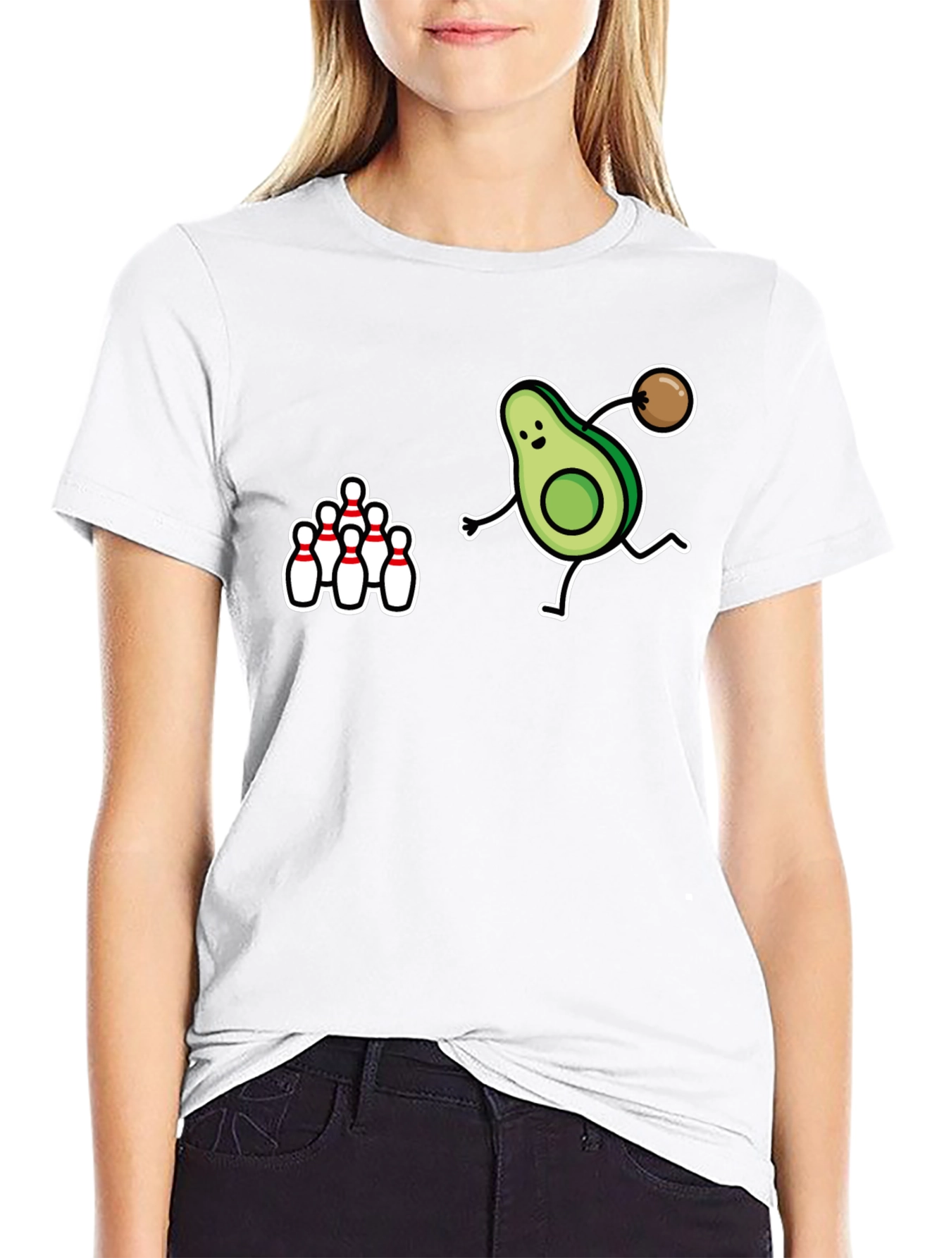 Avocado Bowling Strike Graphic T-Shirt