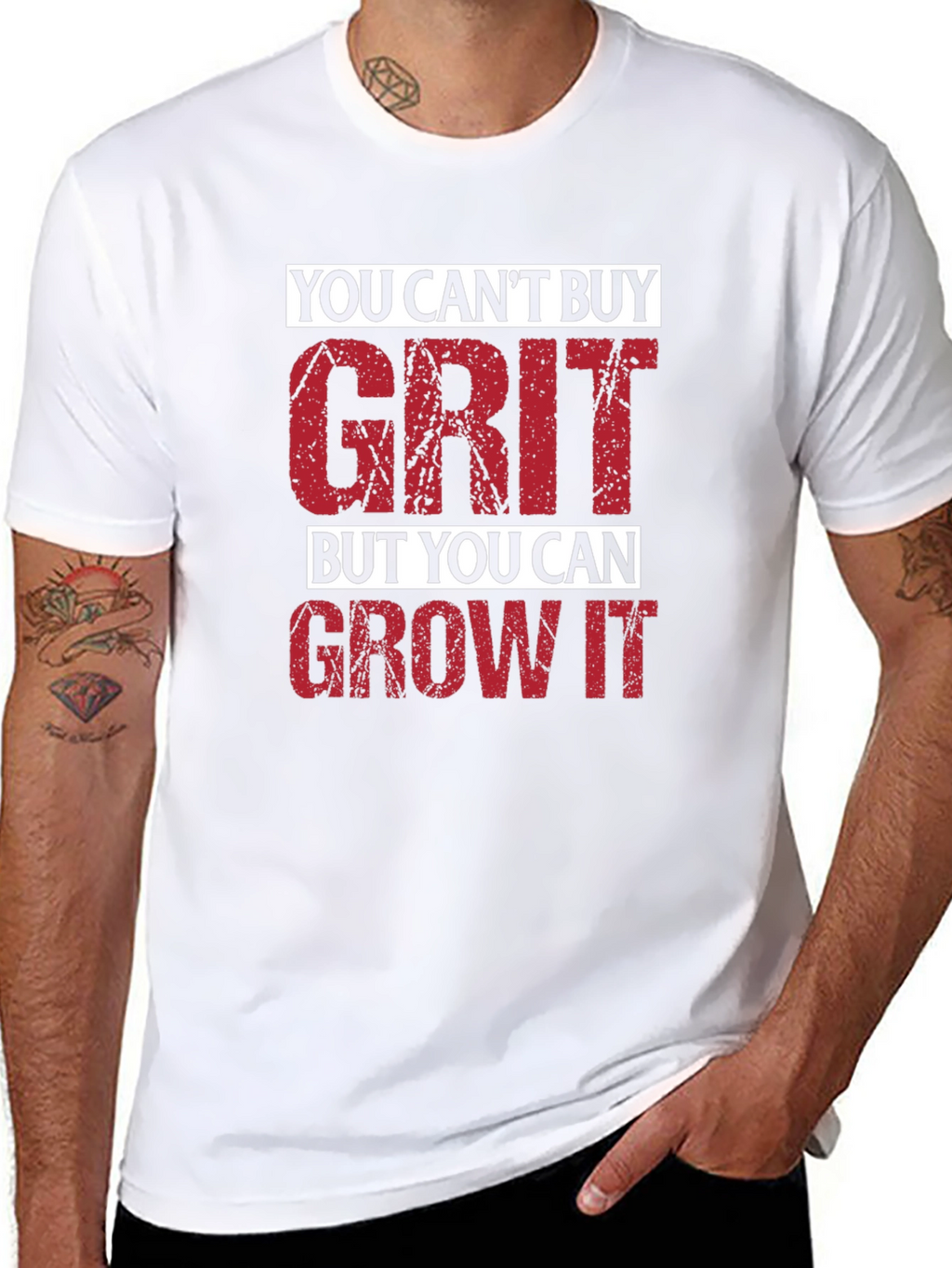 Motivational Grit Graphic T-Shirt - Mens Black Tee