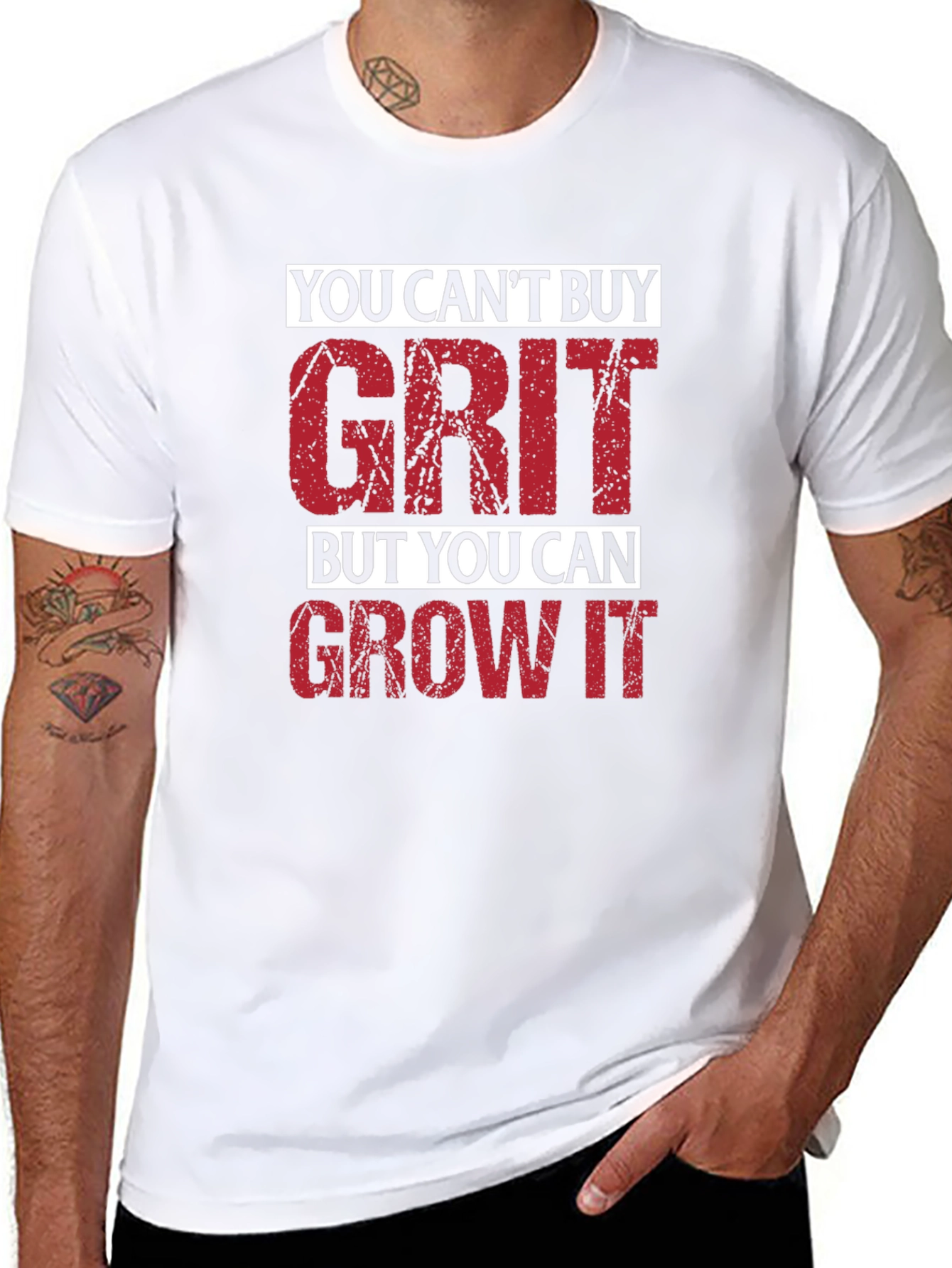 Motivational Grit Graphic T-Shirt - Mens Black Tee