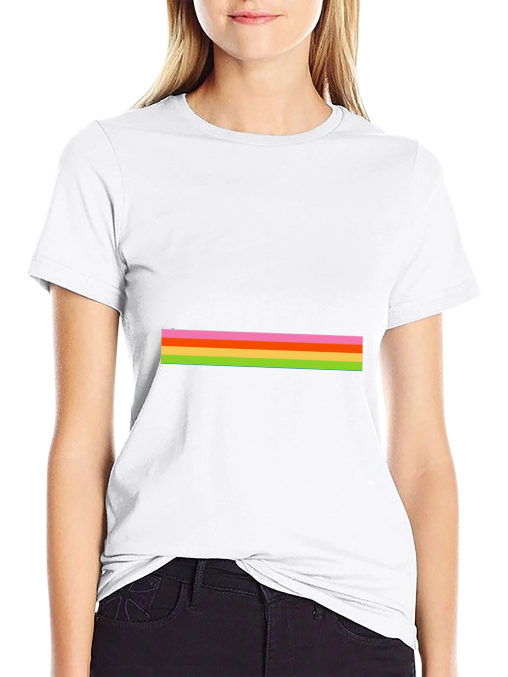 Striped Graphic Tee - Casual Black T-Shirt