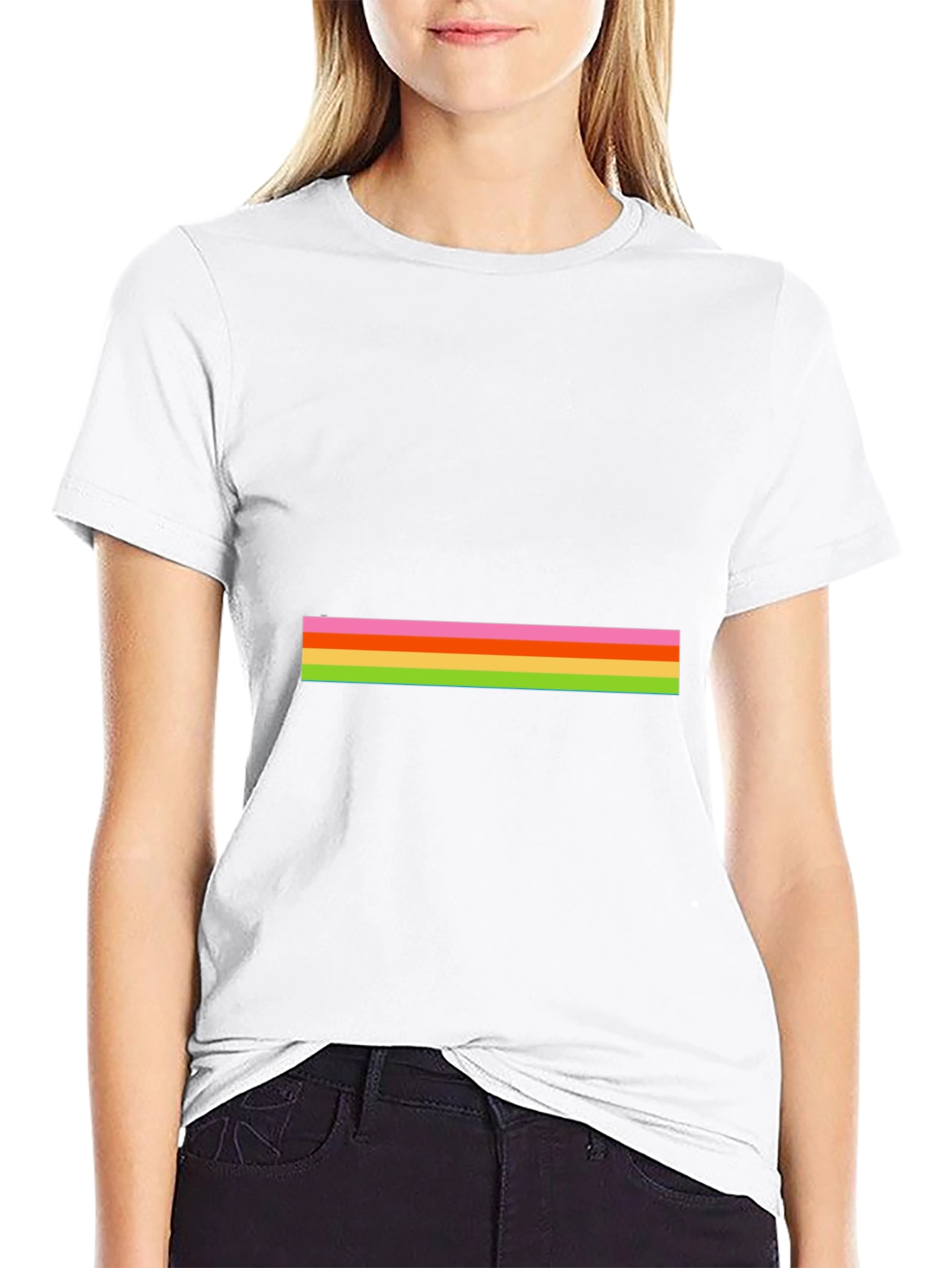 Striped Graphic Tee - Casual Black T-Shirt