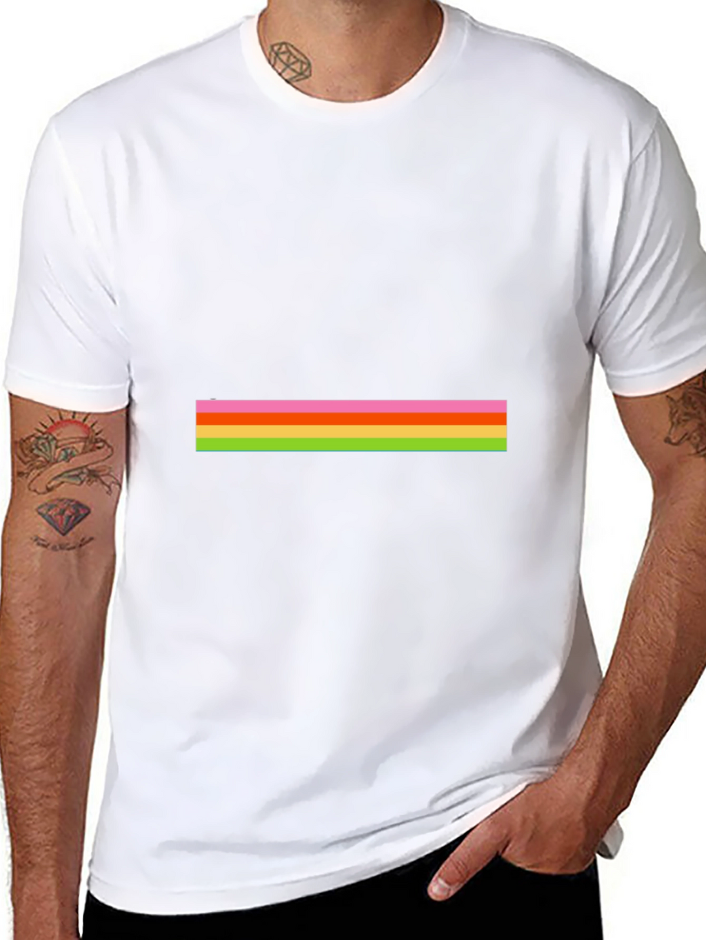Striped Graphic Tee - Casual Black T-Shirt