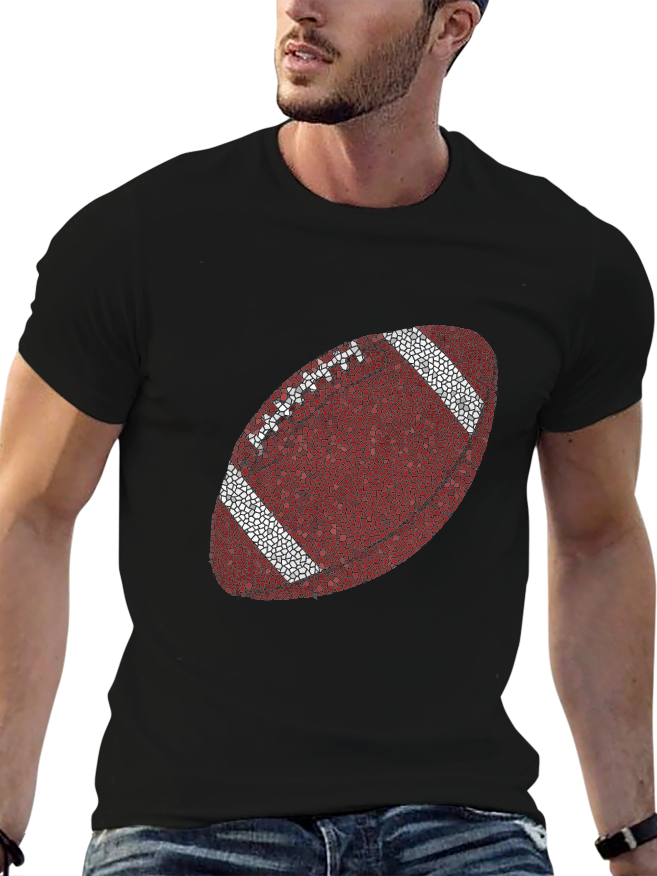 Football Mosaic Graphic Tee - Stylish Casual Wear