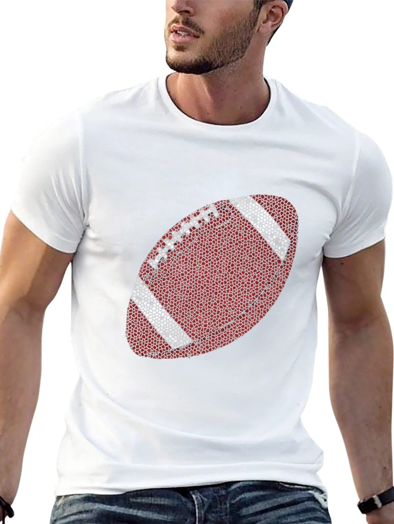 Football Mosaic Graphic Tee - Stylish Casual Wear