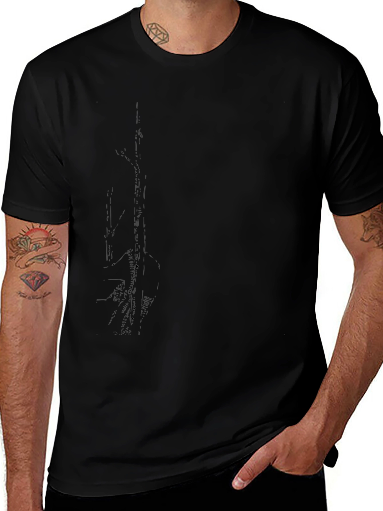 Mens Graphic Tee - Abstract Print Black T-Shirt