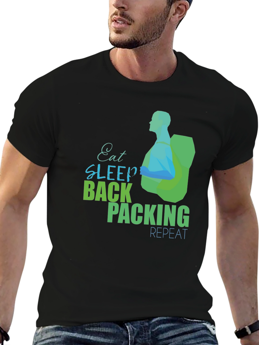 Eat Sleep Backpacking Repeat Graphic Tee