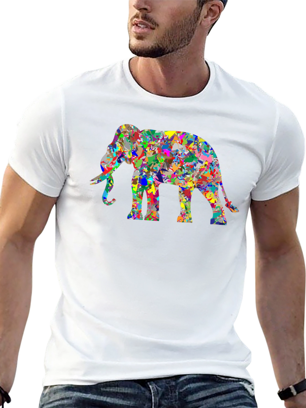 Abstract Elephant Graphic Black T-Shirt