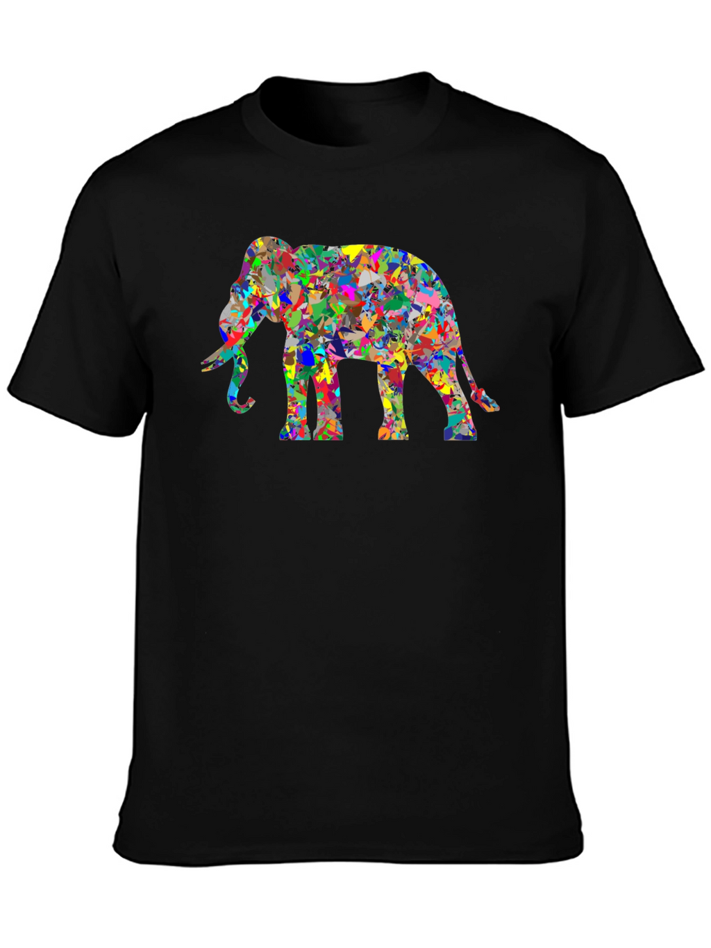 Abstract Elephant Graphic Black T-Shirt