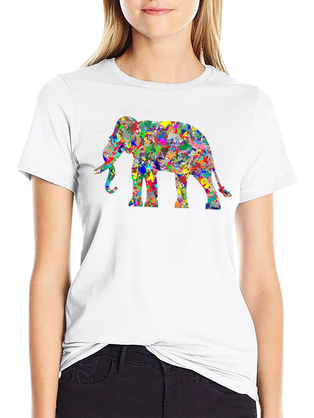 Abstract Elephant Graphic Black T-Shirt