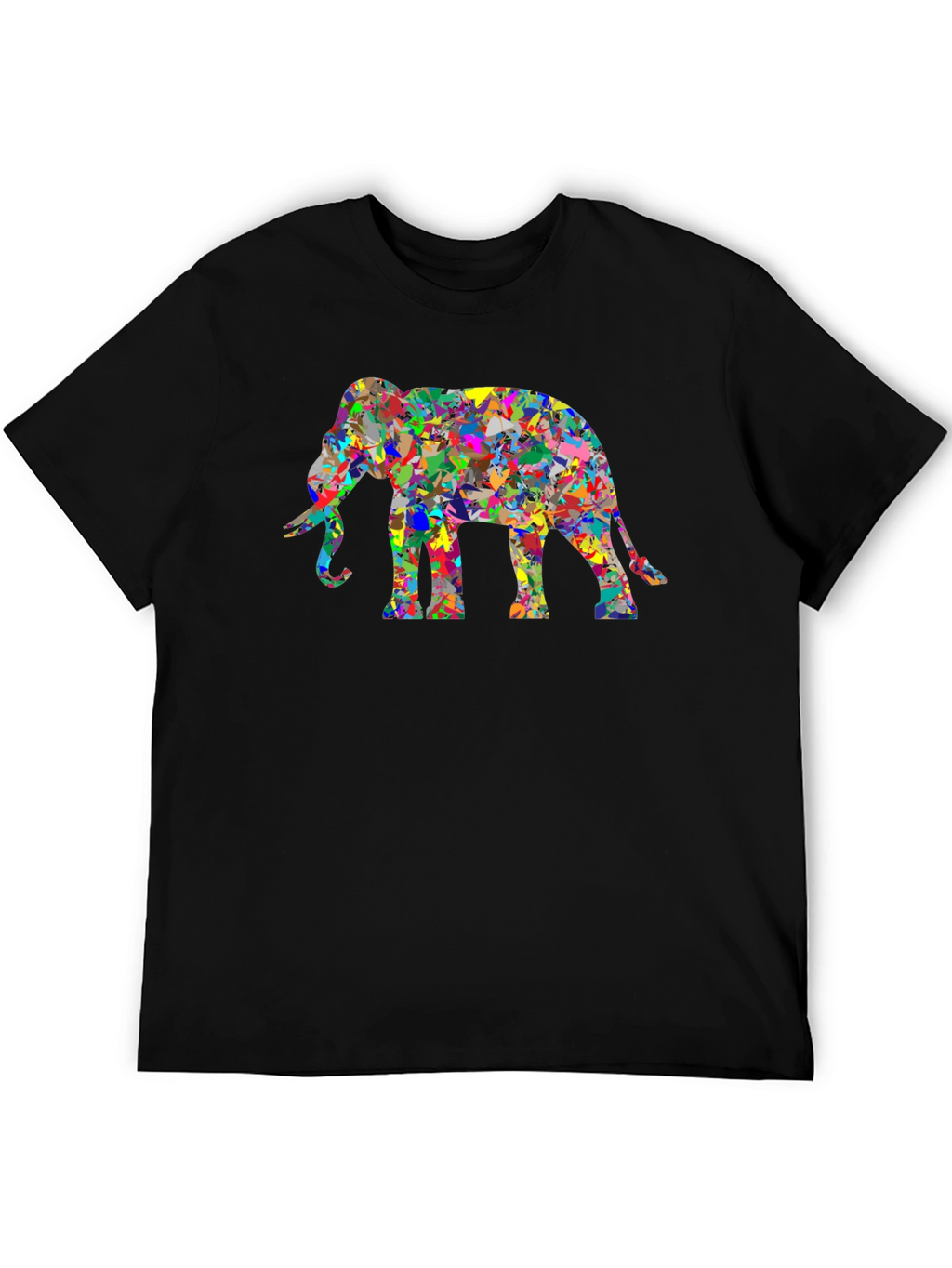 Abstract Elephant Graphic Black T-Shirt