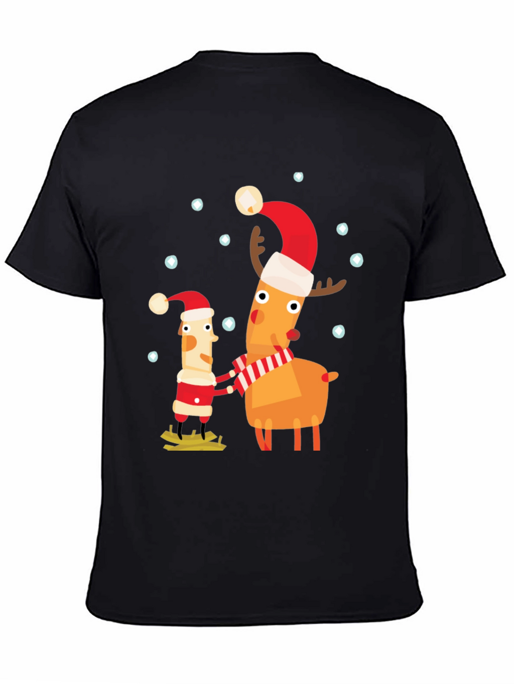 Festive Holiday Cartoon Graphic Tee - Black