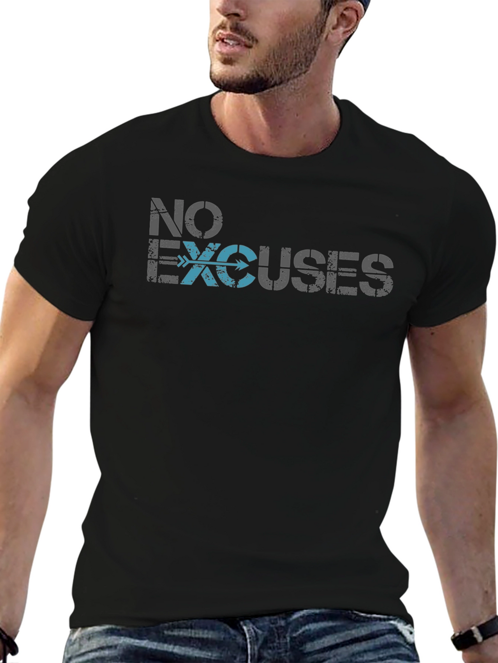 No Excuses Graphic Tee - Motivational Black T-Shirt