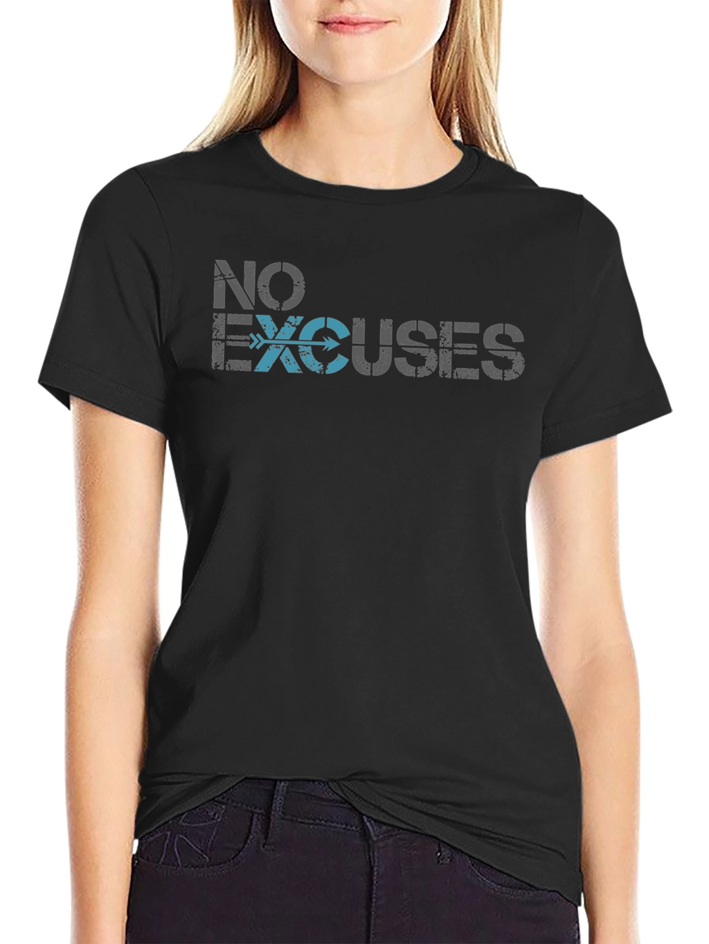 No Excuses Graphic Tee - Motivational Black T-Shirt